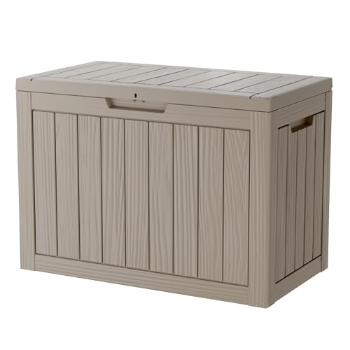 45 Gallon Deck Boxes Outdoor Waterproof (Light Brown / 45 GAL)