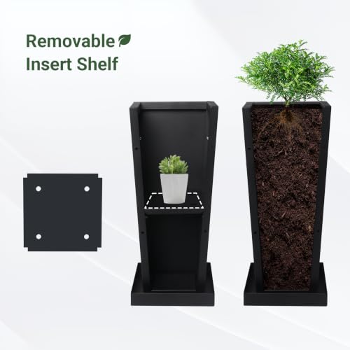24" Metal Tall Outdoor Planters Set of 2 (24" H)