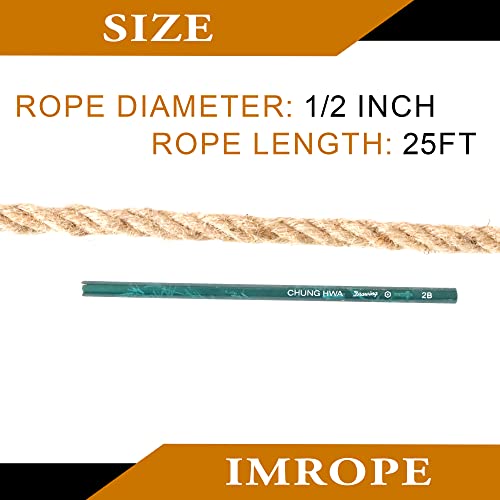 1 2 Inch Diameter Jute Rope (Natural Jute / 13mm x 25 Ft)