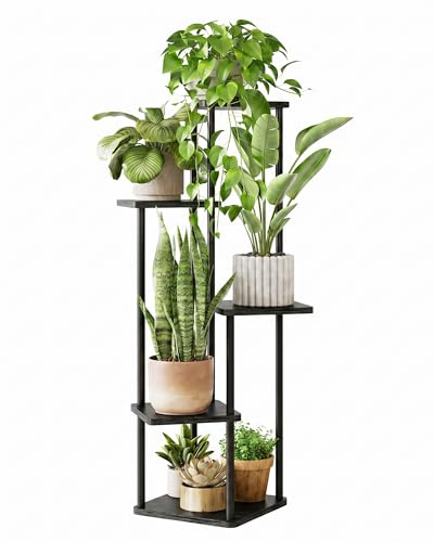 Tall Plant Stand Indoor 5 Tier Plant Shelf for Multiple Plants (Dark Brown 5 Tier)