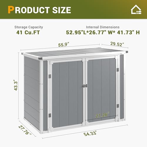 Outdoor Weatherproof Resin Storage Shed with Floor (Light Gray / 41 Cu.Ft)