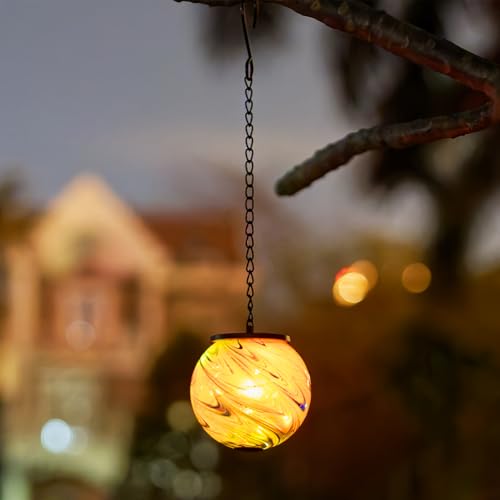 Solar Hanging Lanterns Outdoor Waterproof (Blue Swirl)