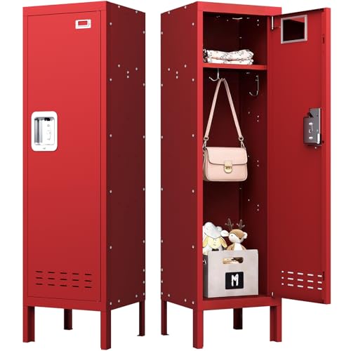 Metal Kids Locker (Red-1 / 1 Door-(54" H x 15" W x 15" D))