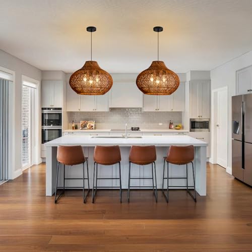 18.9" Rattan Pendant Light (Brown / 18.9" 3-Light)