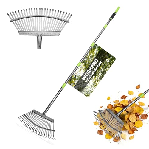 Rakes Small Leaf Rake with 73” Adjustable Long Handle (25 TINE)