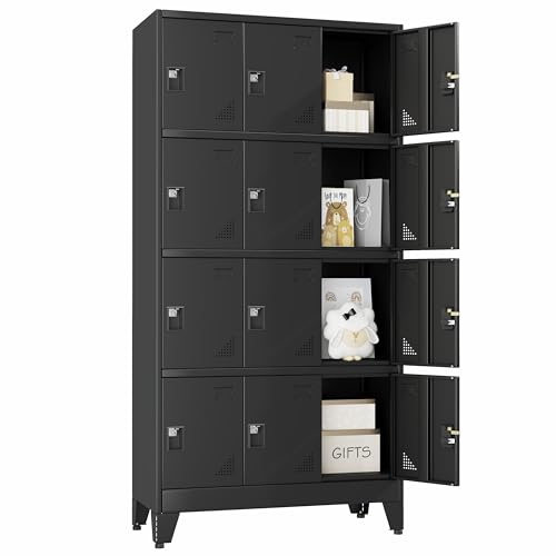 Metal Storage Lockers for Employees with Lock (Black / 12 door-71"-A)