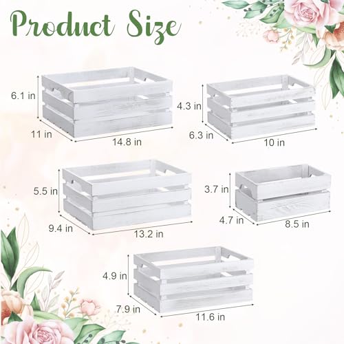 5 Pcs Decorative Nesting Wooden Crates with Handle