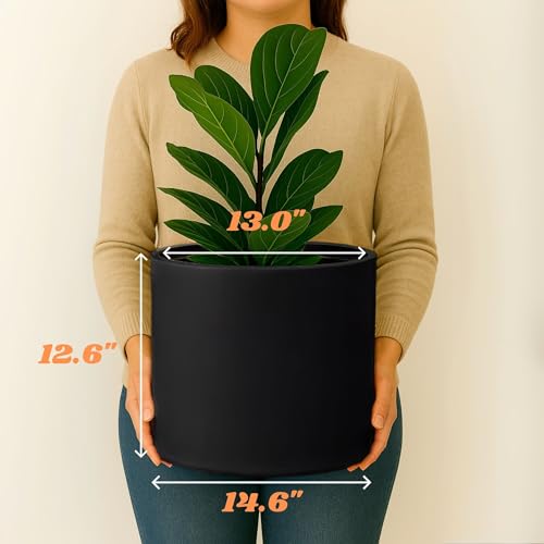 Large Planter for Indoor or Outdoor (Matte Black / 14.6 Inch)