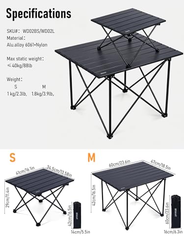 Ultralight Camping Table (Black2 / Small)