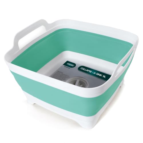 Collapsible Dish Basin with Drain Plug (Mint Green)