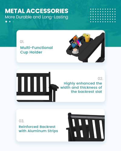 HDPE Outdoor Bench with Foldable Cup Holder