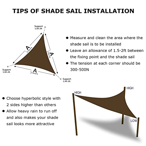10'X10'X10' Sun Shade Sail Brown Curved Triangle (Brown / 10'X10'X10'custom)