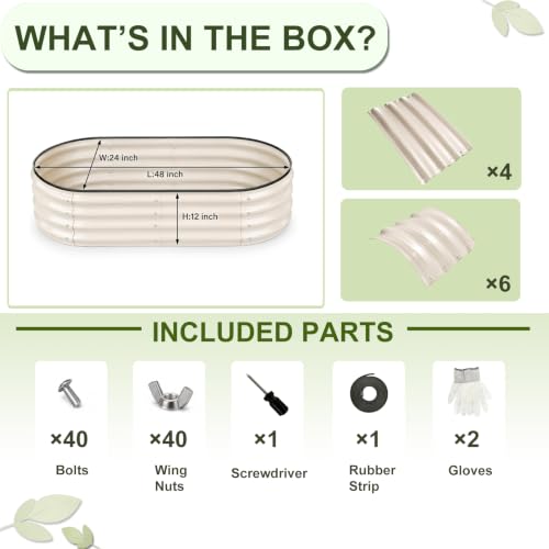 Galvanized Raised Garden Beds Outdoor (White / 4 x 2 x 1 ft)