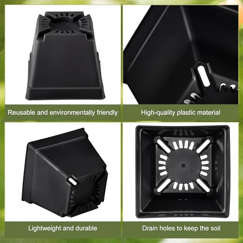 100 Pcs 4 Inch Small Plants Pot Bulk Flower Pots (Black and White)