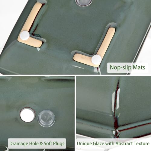 Set of 2 Large Bonsai Pots with with Drainage Hole (Green / 10"x7"x3.3"&7.4"x5.1"x2.5")