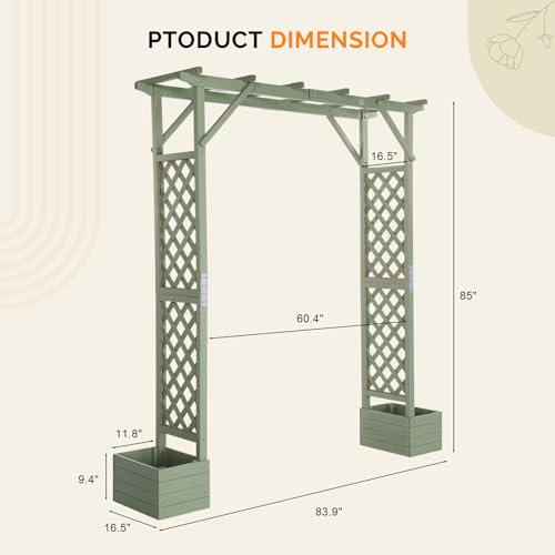 Wooden Garden Arbor with Planter (Olive Green)