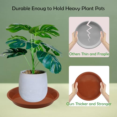 8 Pack 18 Inch Round Plant Saucers for Less 16 Inch Pot Indoors Outdoors Plant Trays for Pots Planter Saucer Plastic Drip Tray Planter Water Tray (18"(8pcs) / Terracotta)