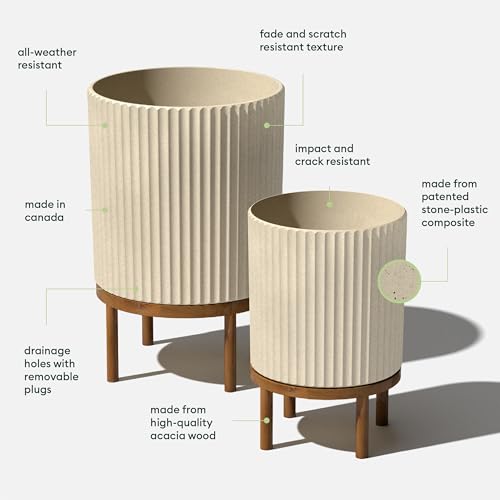 Demi Series Raised Duo Planters (Sand/Brown / Bundle - 2 Pack)