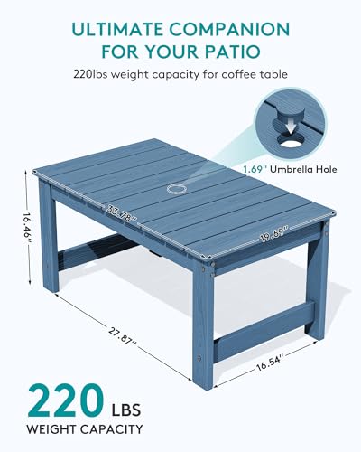 3 Piece Adirondack Bench Set (Navy / 2 bench & 1 coffee table)