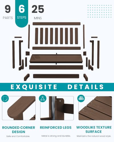 HDPE Outdoor Glider Bench Set of 4 (Coffee / 4 Pack)