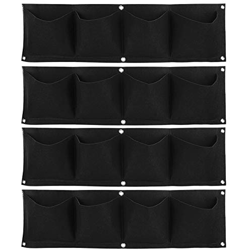 Vertical Hanging Outdoor Wall Planter 4Pcs 4 Pocket Plant Grow Bag Wall Mounted Reusable Degradable Felt Garden Planter