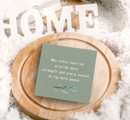 May Every Sunrise Provide More Strength and Every Sunset Bring More Peace Wood Box Sign Desk Decor (MAY-green / 5 x 5 inches)