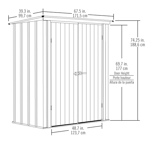 Cover It 5' x 3' Galvanized Steel Outdoor Storage Shed with Pent Roof and Lockable Sliding Doors (5' x 3' / Gray)