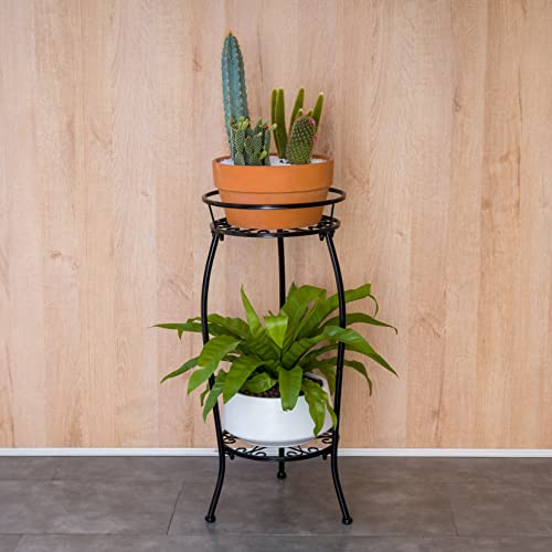 2 Tier Tall Black Metal Plant Stand Indoor Outdoor (2 Count)
