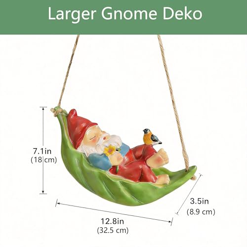 Garden Gnome Outdoor Statues for Garden Decor (Hanging Sleeping Gnome)