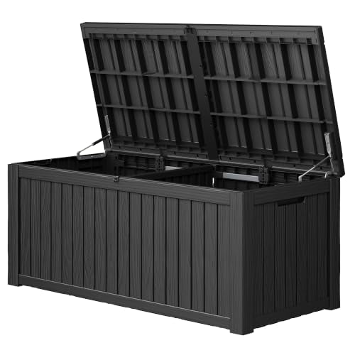 220 Gallon Outdoor Storage Box Waterproof Deck Box for Patio (Black / 220 Gallon)