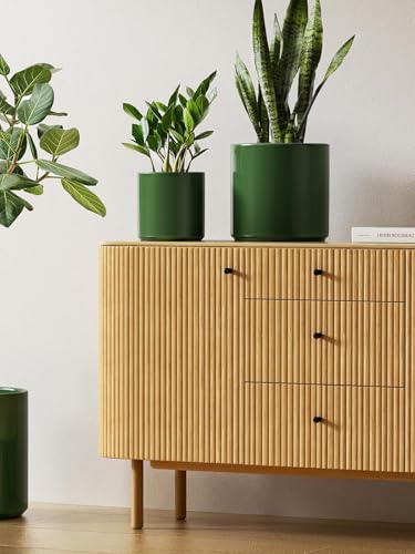 10+8+6 Inch Ceramic Pots for Plants (Bamboo Green)