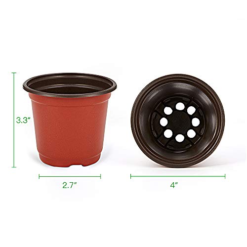 100 Pack 4 Inch Plastic Plant Nursery Pots Come with 100 Pcs Plant Labels (4 Inch)