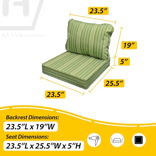 Outdoor Chair Cushions (Mossy Forest Stripe / 23.5"x25.5"x5" / 23.5"x19")