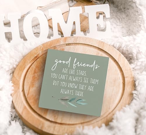 Good Friends Are Like Stars Wood Box Sign Desk Decor (GOOD-green / 5 x 5 inches)