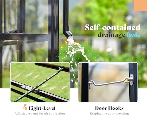 12x13.5x9FT Hybrid Polycarbonate Greenhouse Quick (12x13.5x9 FT)