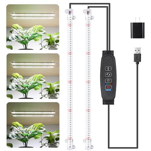 16‘’ LED Grow Light Strips for Indoor Plants (Red / White / 16Inch 2 Head 1 Pack)