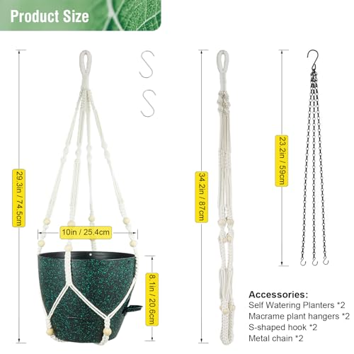10 inch Self Watering Hanging Planters (2 Count)