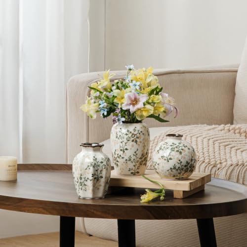Ceramic Flower Small Vase for Home Decor (19-green)