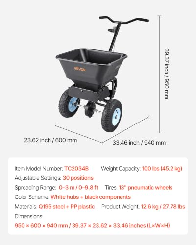 Broadcast Spreader 100 lbs Capacity Walk (100LB / Black)