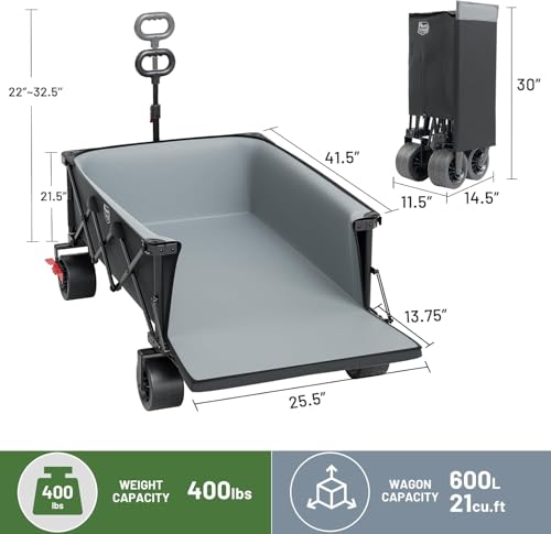 600L Beast Wagon 26" W Extra Wide All Terrain Folding w (Gray / 600L)