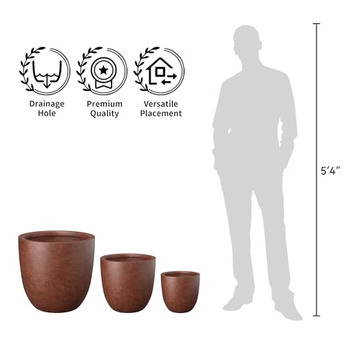 Modern Home Minimalist 14" Dia Rusty Concrete Bowl Planter (Rusty / 14-Inch Dia)