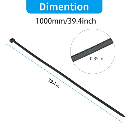40 inch Black Long Zip Ties Heavy Duty 150 PCS (Black / 40 inch(200lb))