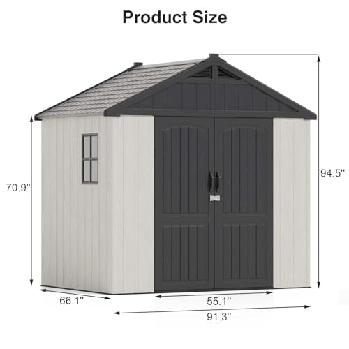 8x6 FT Resin Outdoor Storage Shed with Floor (Beige / 8x6 FT)