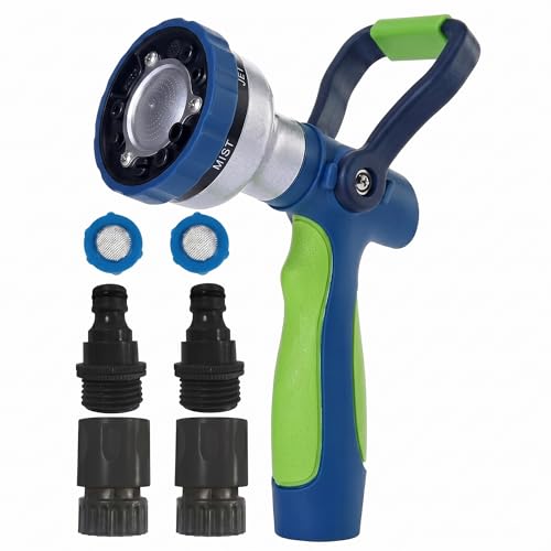 Garden Hose Nozzle with Quick Connect Set (Green-Set)