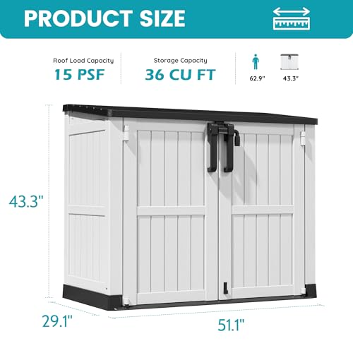 Outdoor Storage Cabinet 36 Cu Ft with Lockable Doors (Ashen / 29.1"×51.1"×43.3")
