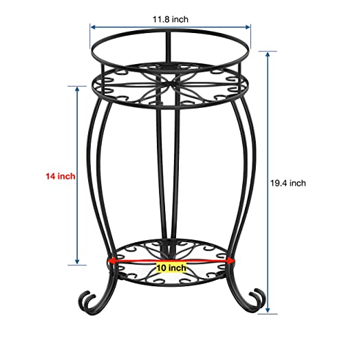 2 Tier Black Metal Plant Stand Indoor Outdoor