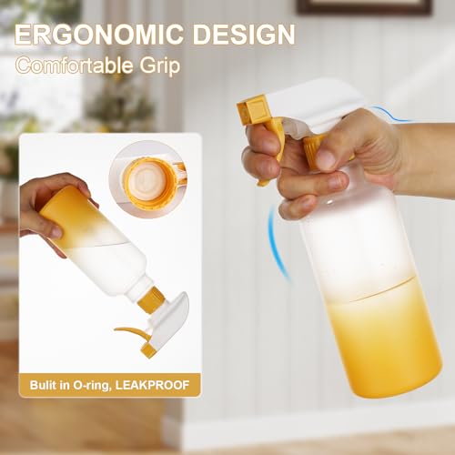 12oz 350ml Plastic Spray Bottles 2 Pack (Yellow)