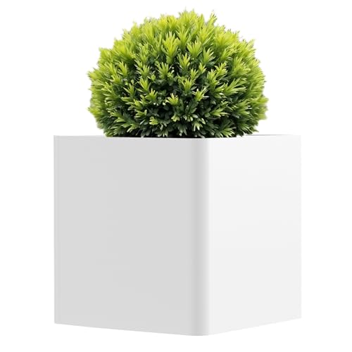 Large White Square Outdoor Planters 20" L x 20" W x 20" H