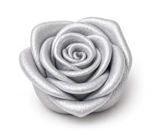 Metallic Edible Shimmering Christmas Silver Roses (Silver)