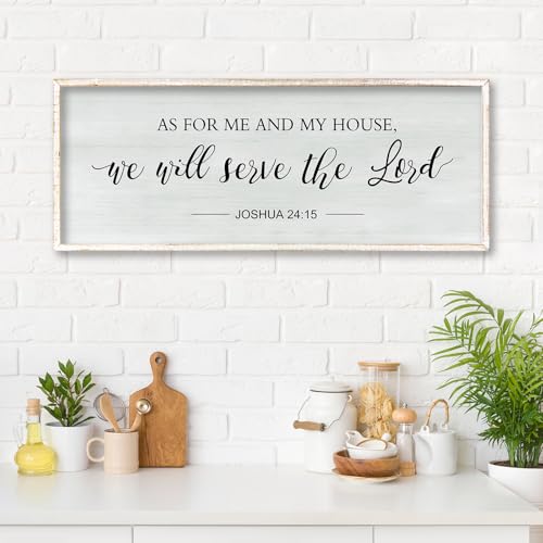 As for Me and My House We Will Serve the Lord Wall Decor 40"×15" White (40"L x 15"W / As for Me and My House (White))